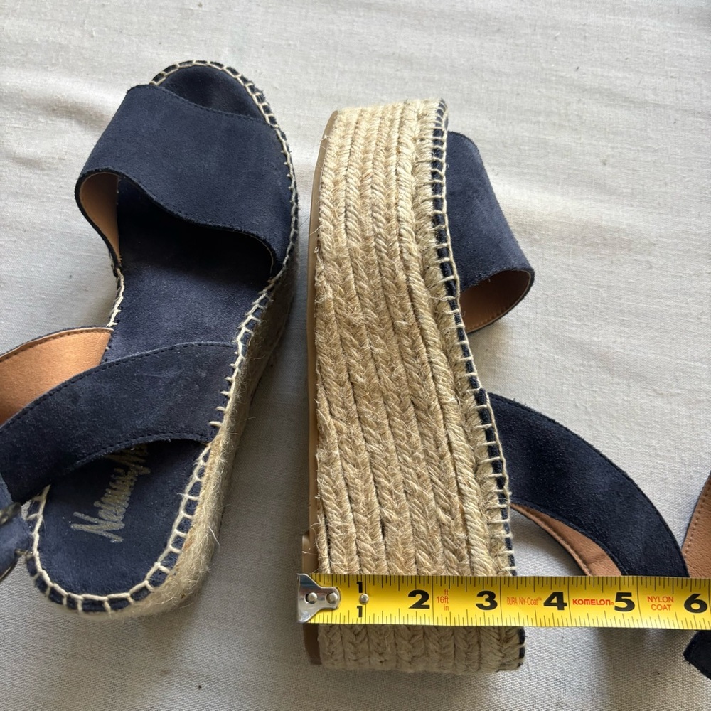 Neiman Marcus Blue Suede Espadrille Wedge Sandals Women’s 40 - Picture 8 of 11